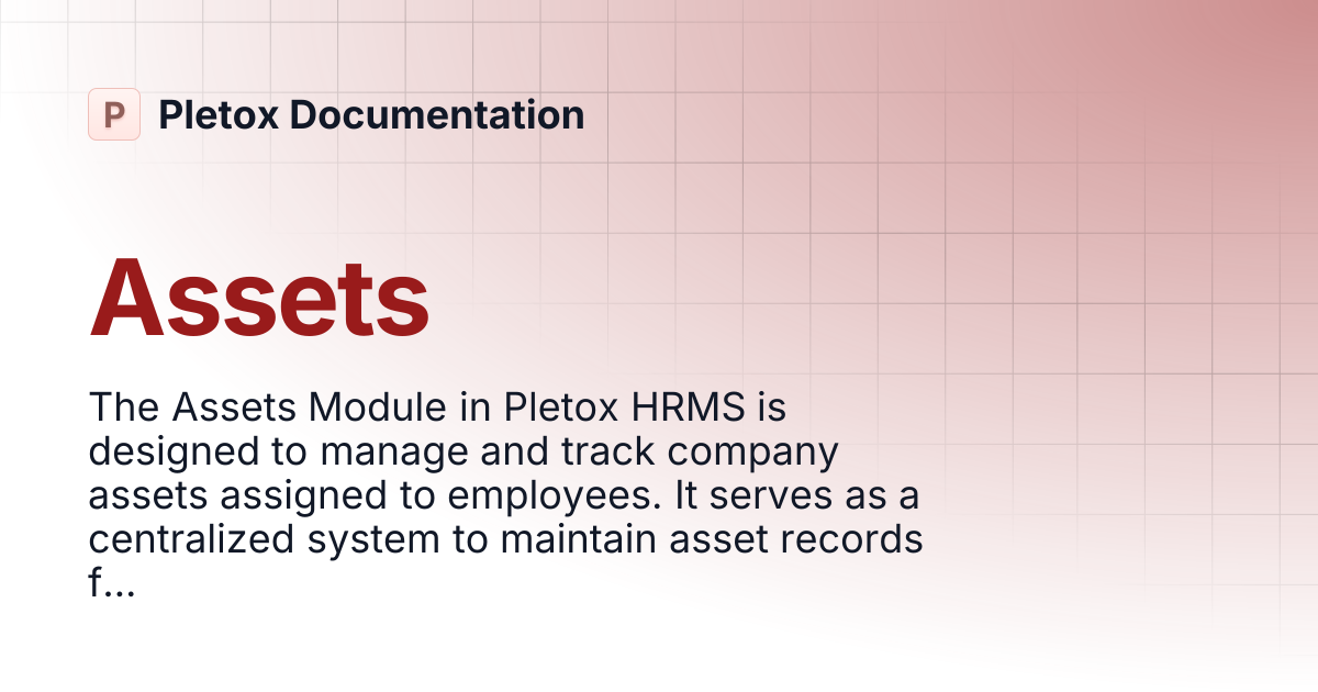 Assets | Pletox Documentation