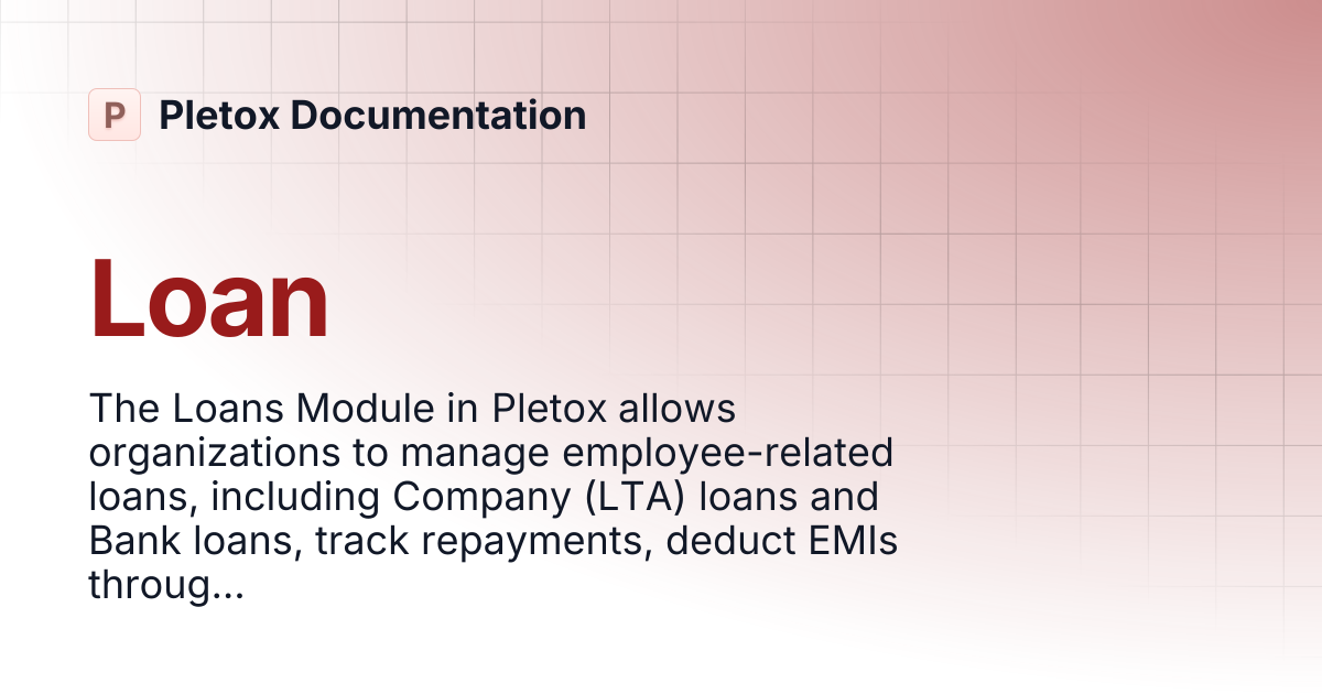 Loan | Pletox Documentation
